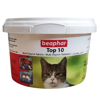 قرص مولتی ویتامین گربه بیفار مدل Top 10 تعداد 180 عددی عربی نویس