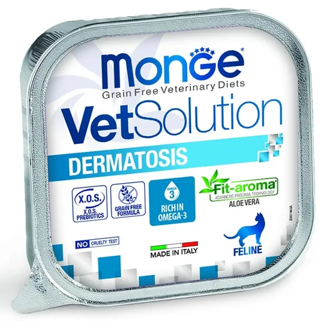 غذای درمانی گربه مونژه VetSolution Dermatosis 100 گرم مناسب پوست و مو