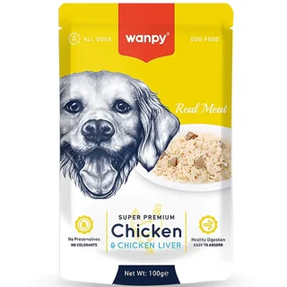 پوچ سگ ونپی سوپر پریمیوم با طعم مرغ و جگر وزن 100 گرم
