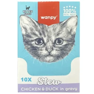 غذای تر گربه ونپی خورشتی 10 عددی با طعم مرغ و اردک در سس 70 گرم مناسب تغذیه روزانه گربه‌ها