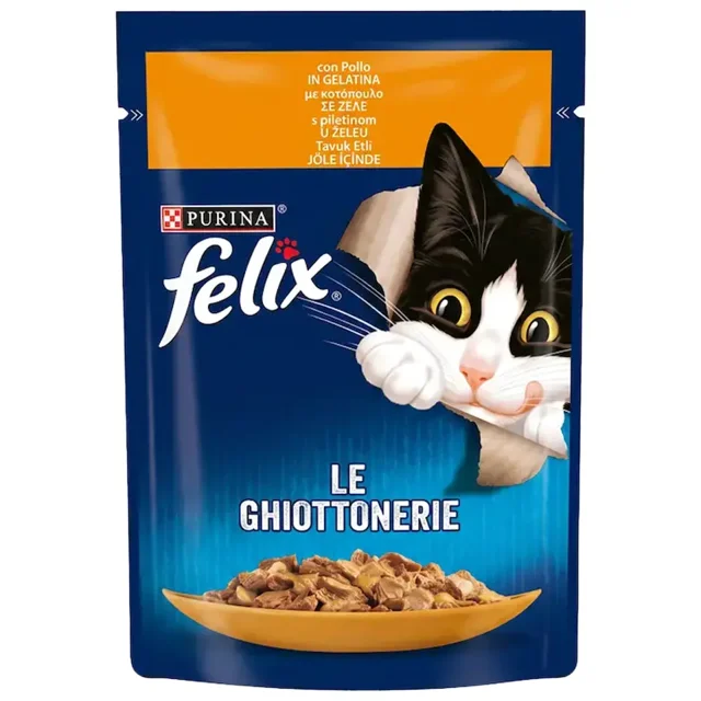 پوچ گربه فلیکس مدل Ghiottonerie با طعم مرغ وزن ۸۵ گرم