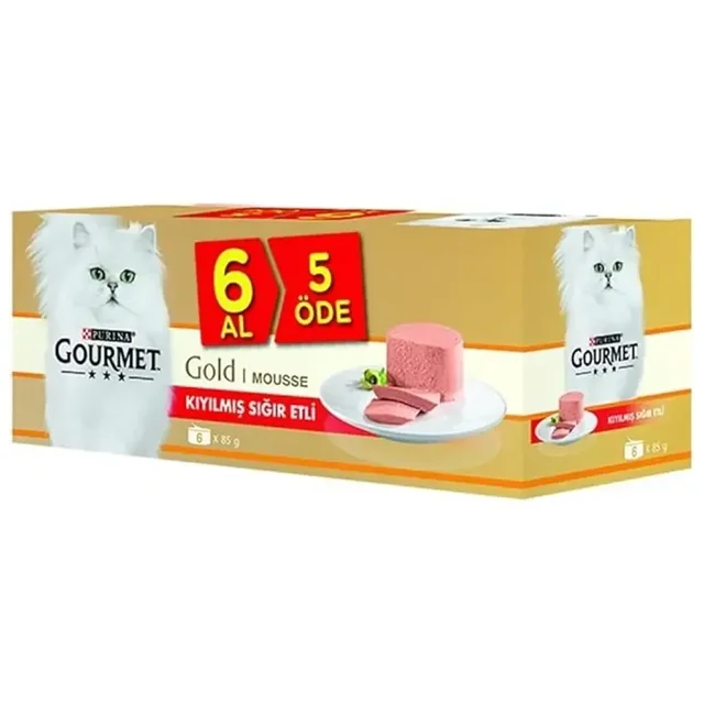 Gourmet Gold Pate Beef 85g 6pcs غذای مرطوب گربه با طعم گوشت گاو در بسته ۶ عددی